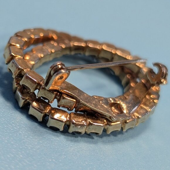 Vintage gold tone double oval 1960's brooch - Picture 4 of 5